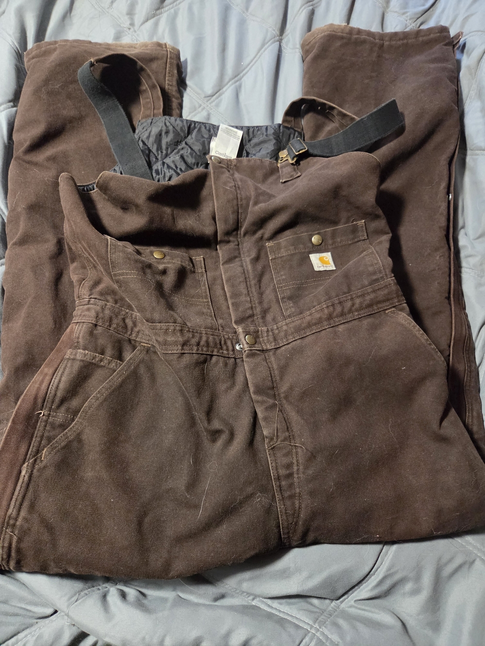 Carhartt Womens  Brown Duck Bib Overalls Insulated Size 16x32